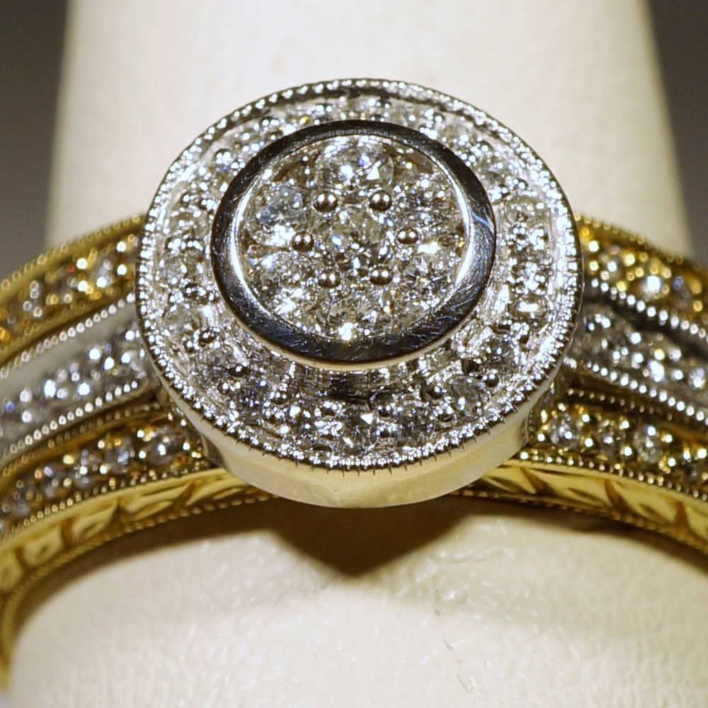 14KTT Gold Diamond ring set of 3 - Picture 2 of 8